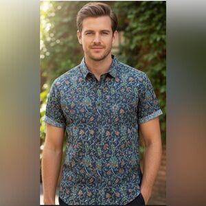 NWT! Picture Organic Men's MC Manatee Mens Short Sleeve Button Up Shirt 2XL